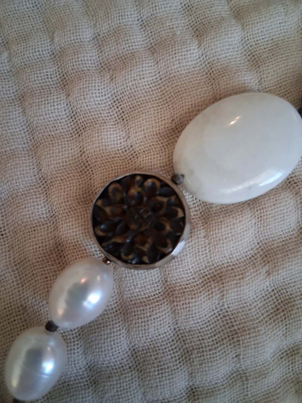 Vintage Silpada .925 Silver Stamped Pearl Necklace - Women Jewelry